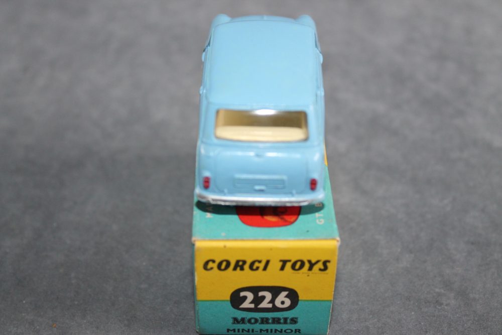 morris mini minor blue & cream interior corgi toys 226 back