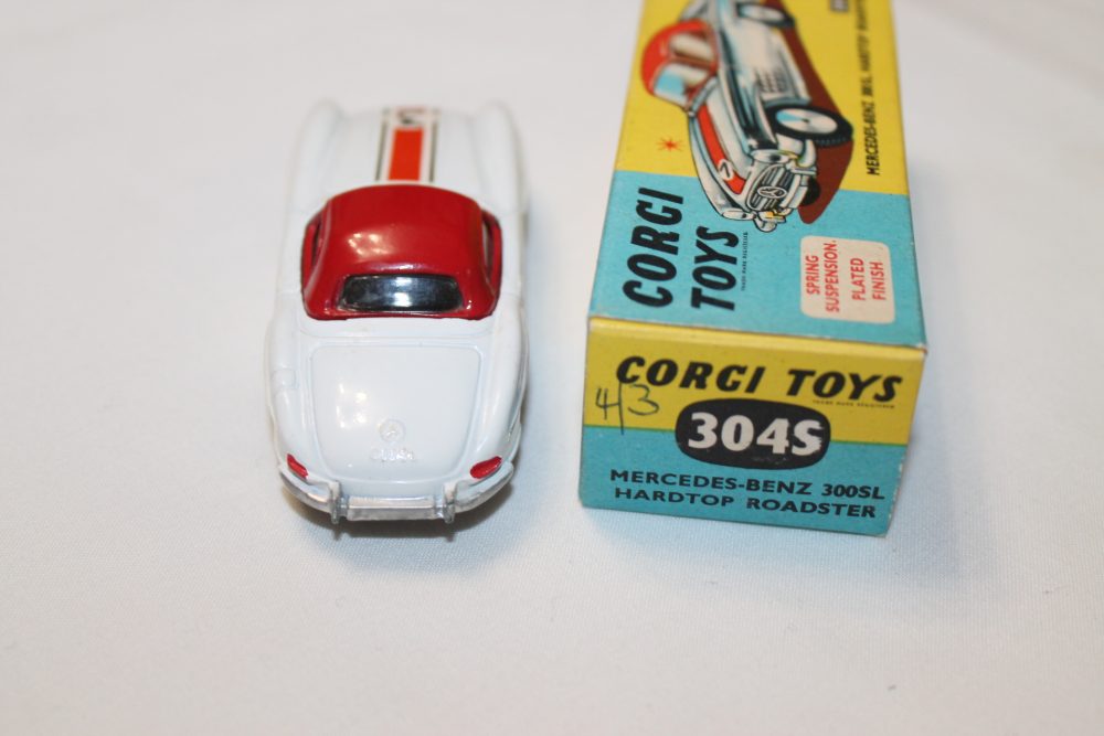 mercedes benz 300sl hardtop roadster white corgi toys 304s back