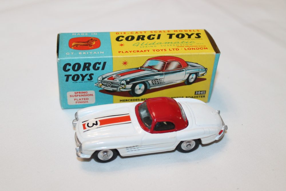 mercedes benz 300sl hardtop roadster white corgi toys 304s