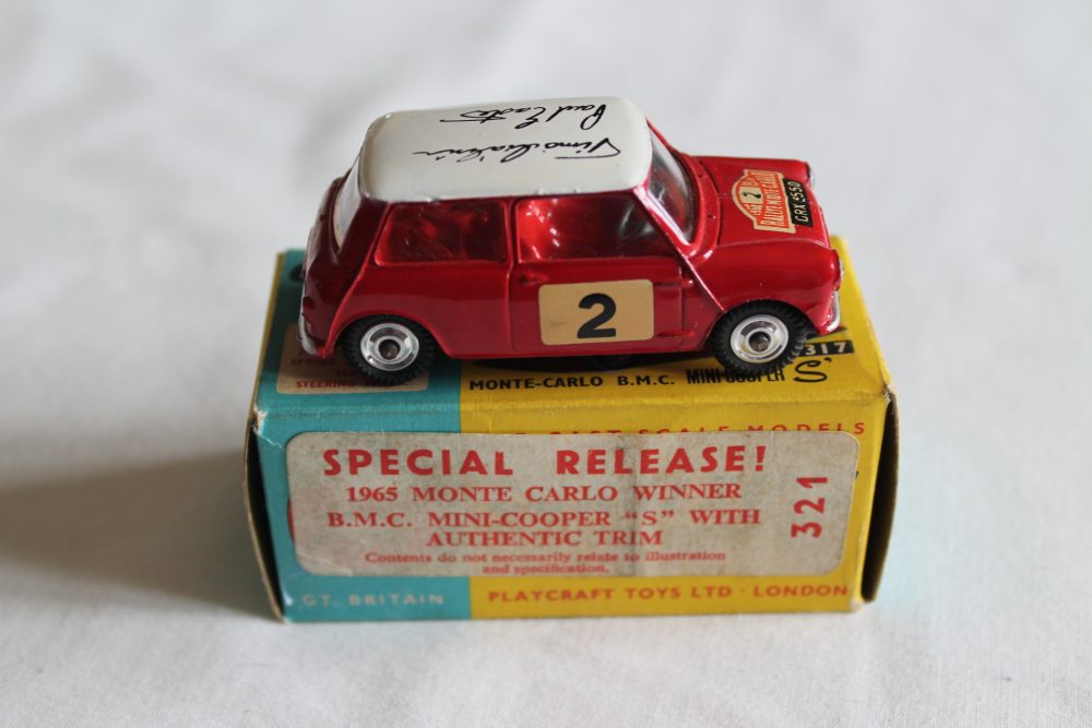 1965 monte carlo winner mini cooper signed roof corgi toys 321 side