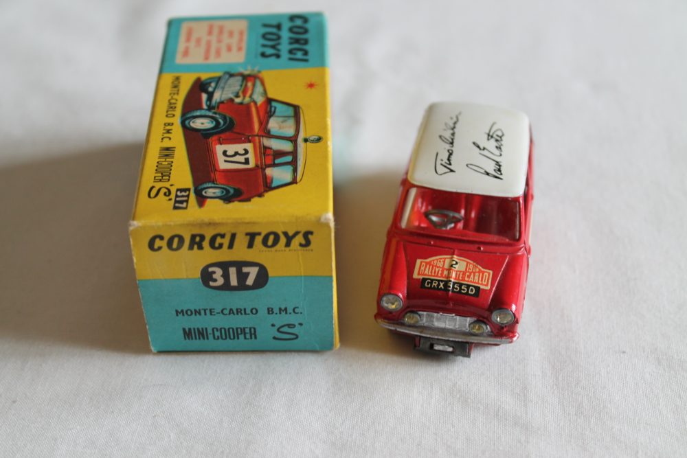 1965 monte carlo winner mini cooper signed roof corgi toys 321 front
