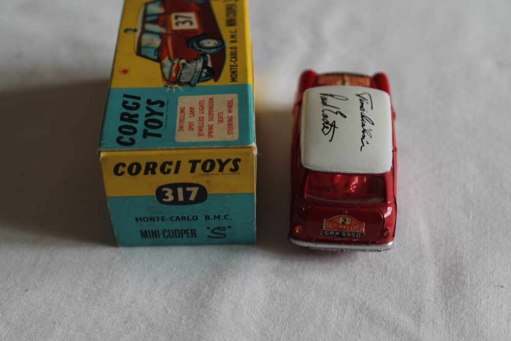 1965 monte carlo winner mini cooper signed roof corgi toys 321 back