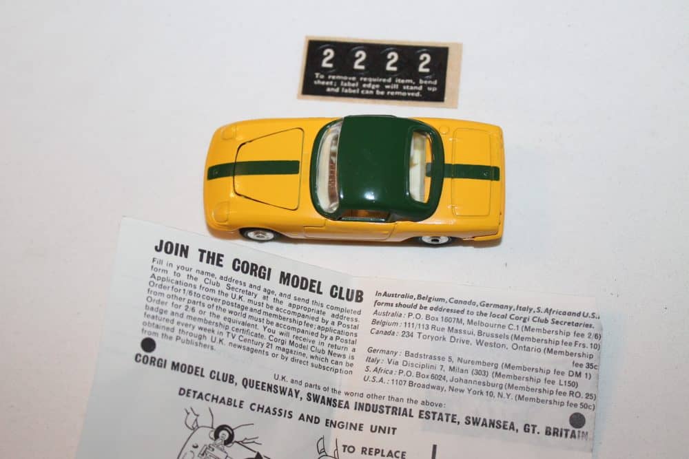 lotus elan couple yellow corgi toys 319 top