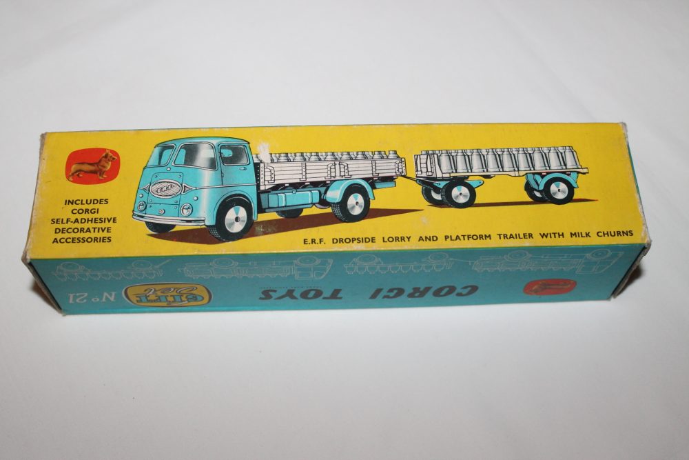 erf dropside lorry and trailer and milk churns corgi toys gift set 21