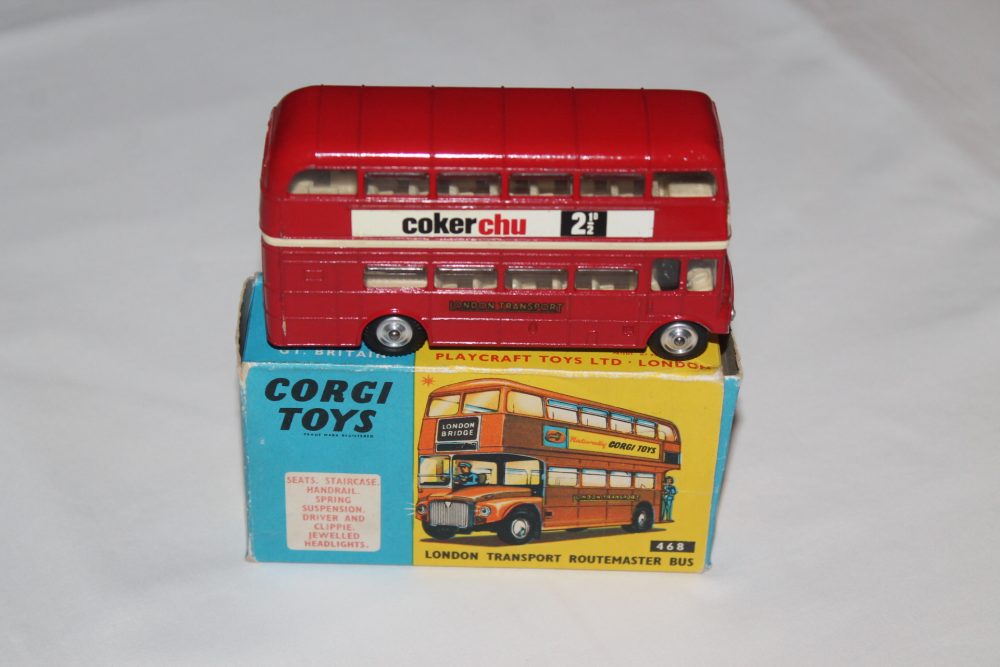 london transport routemaster bus coker chu promotional corgi toys 468 side
