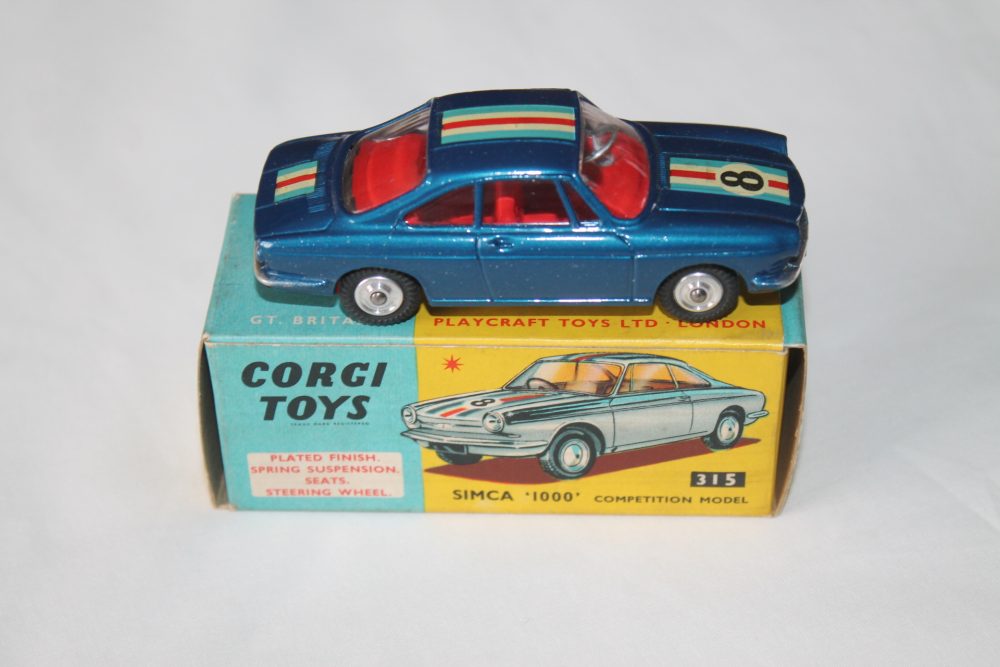 simca 1000 competition blue corgi toys 315 side