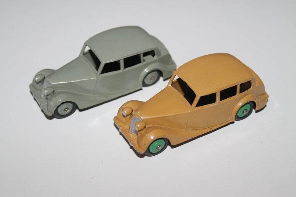 triumph 1800 saloons full trade box dinky toys 140b tan and grey pic 1