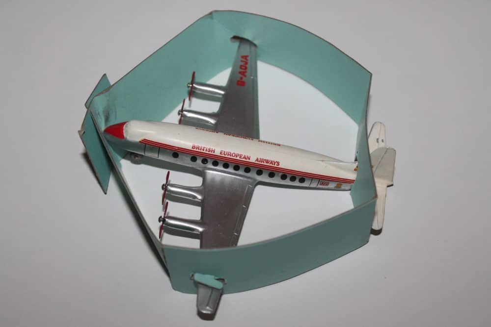 Vintage Dinky Toys model of Vickers Viscount 800 Air Liner in B.E.A. livery.