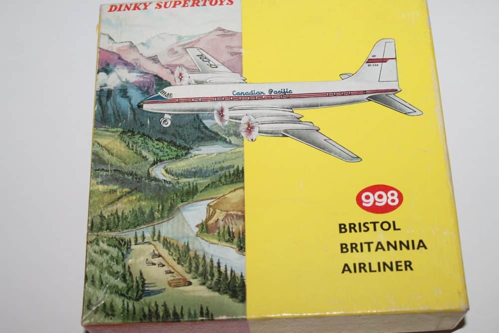 Dinky Toys 998 Bristol Britannia Canadian Pacific airliner model in original box.