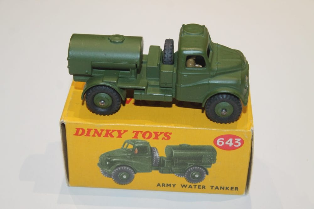 Vintage Dinky Toys 643 Army Water Tanker model on original box.