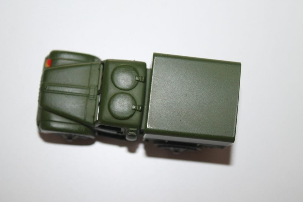 Vintage Dinky Toys military cargo truck for collectors.