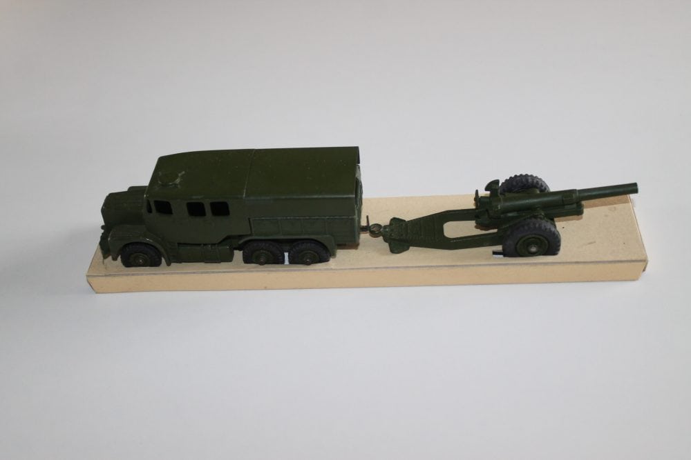 Vintage Dinky Toys Austin Champ military vehicle with trailer.