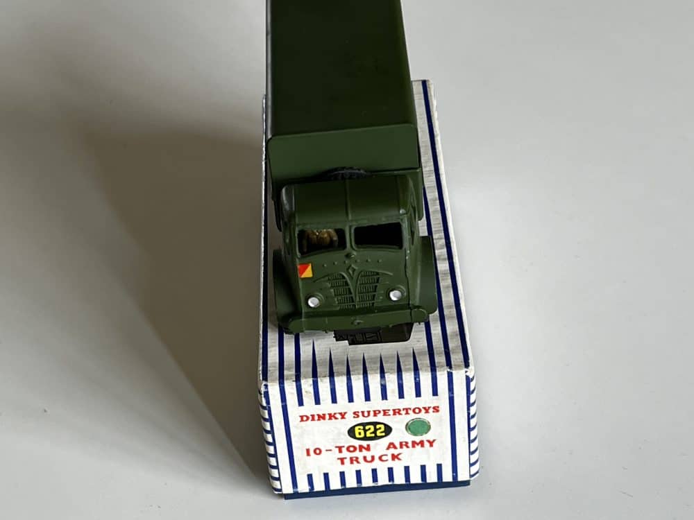 Vintage Dinky Toys 622 10-Ton Army Truck in original box, military diecast model.