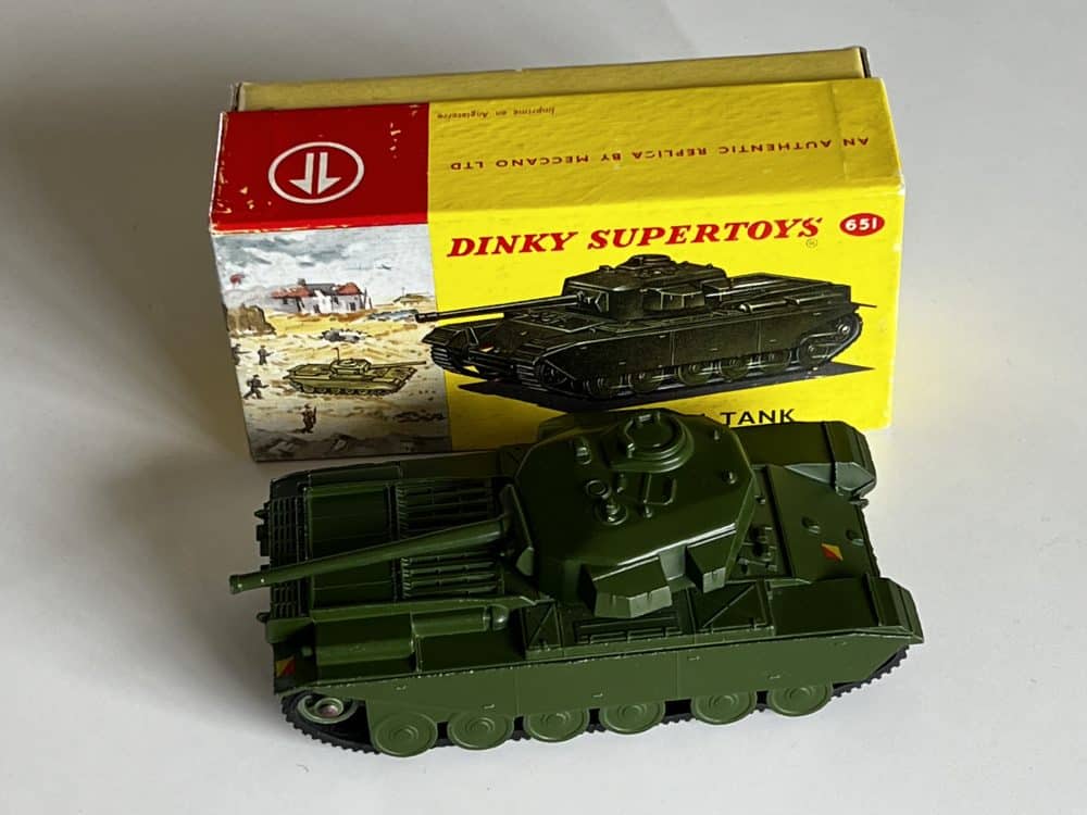Dinky Toys 651 Centurion Tank toy from the late issue, detailed military replica.
