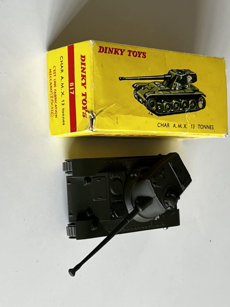 Dinky Toys Char A.M.X. 13 tank in yellow box with black remote control.