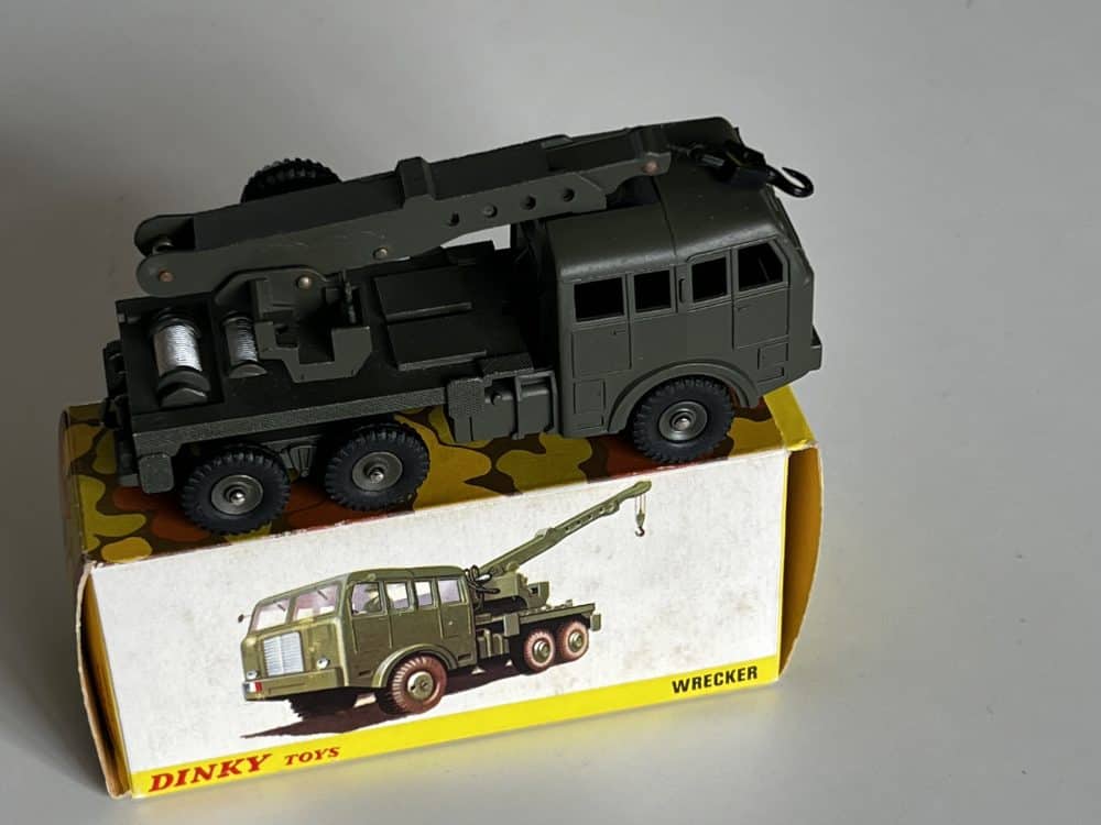 Detailed model of a vintage military wrecker truck for collectors.