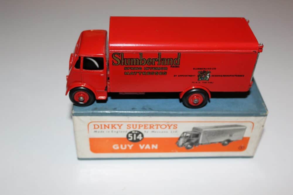Vintage Dinky Toys 514 Guy Slumberland Van model on original box.