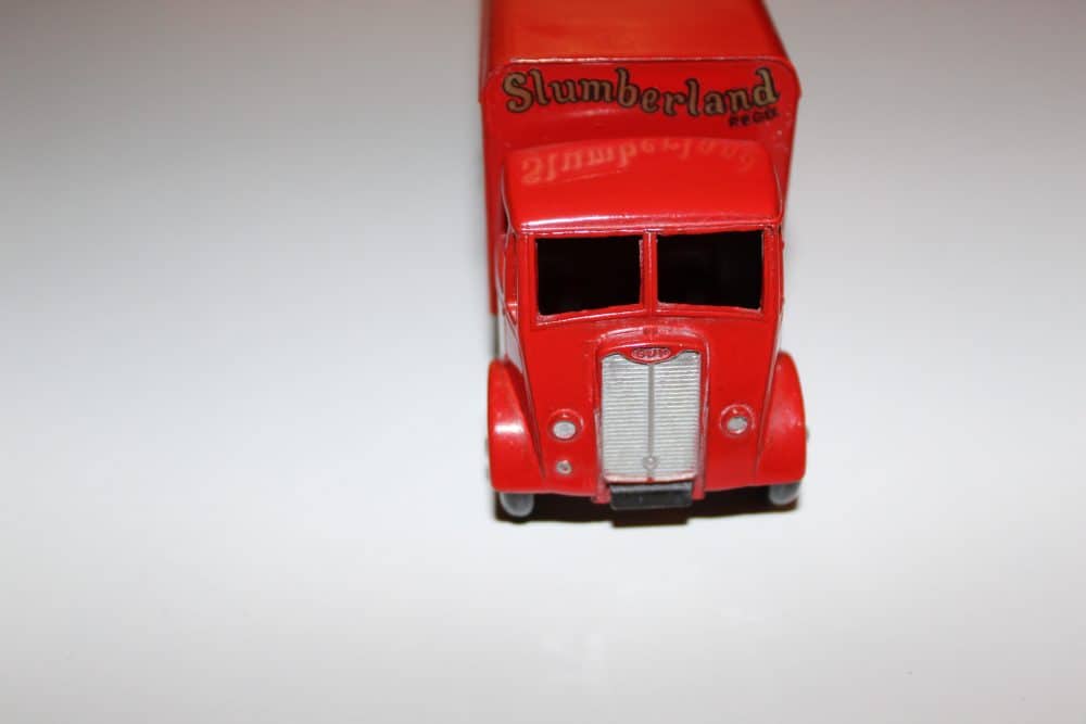 Dinky Toys 514 Guy Slumberland Van toy model, red vintage diecast vehicle, collectible model, Slumbe.