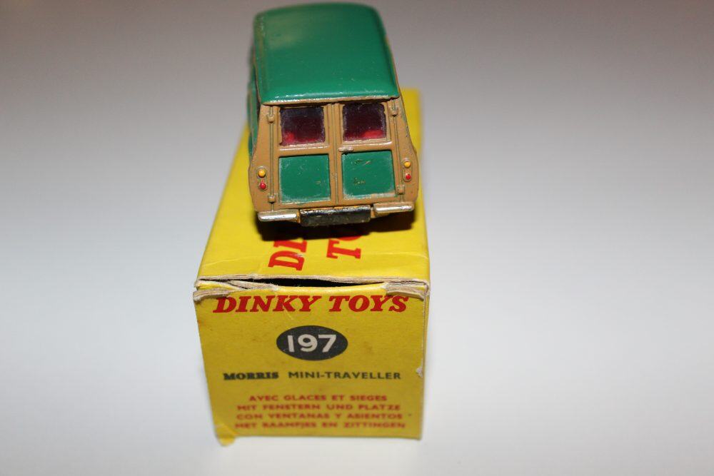 Vintage Dinky Toys 197 Morris Mini Traveller diecast model on original box.