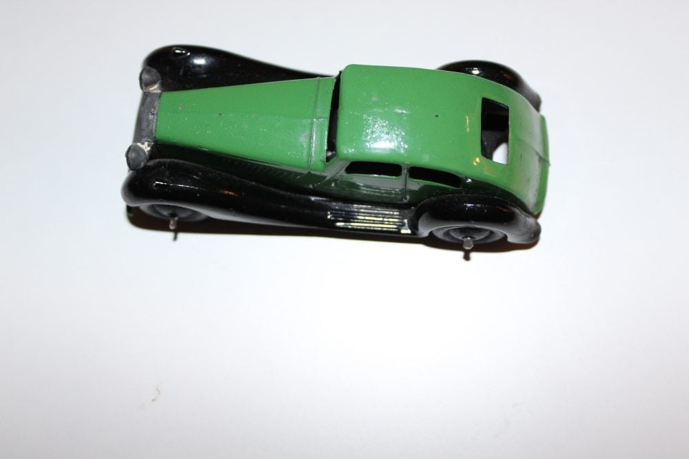 Dinky Toys 36d Rover vintage diecast toy car in green and black.