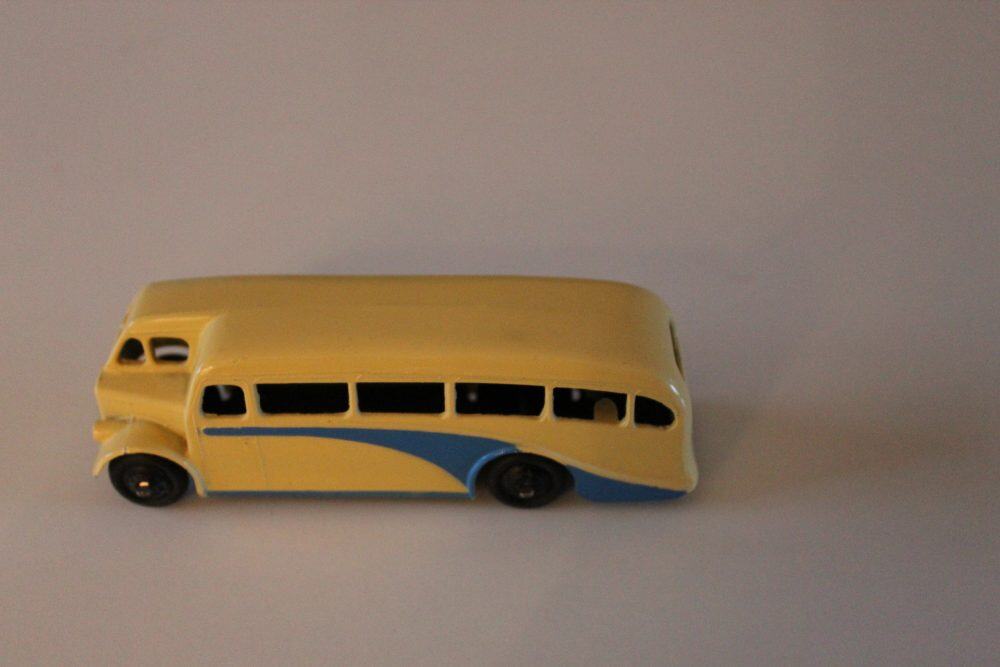 Vintage Dinky Toys 029e half cab bus model for collectors.