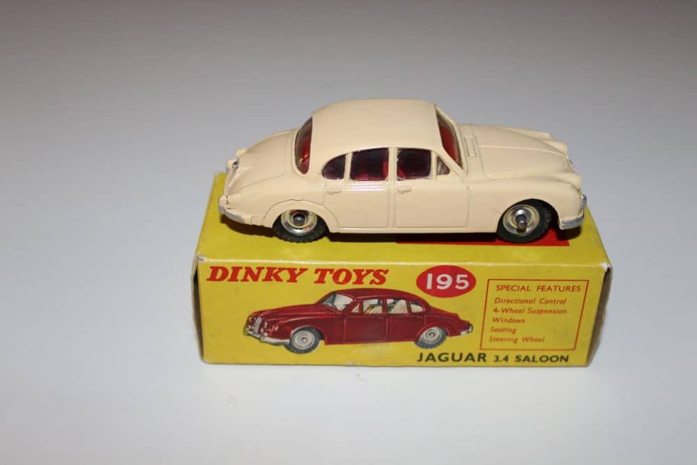 Vintage Dinky Toys 195 Jaguar 3.4 Saloon model in original box.