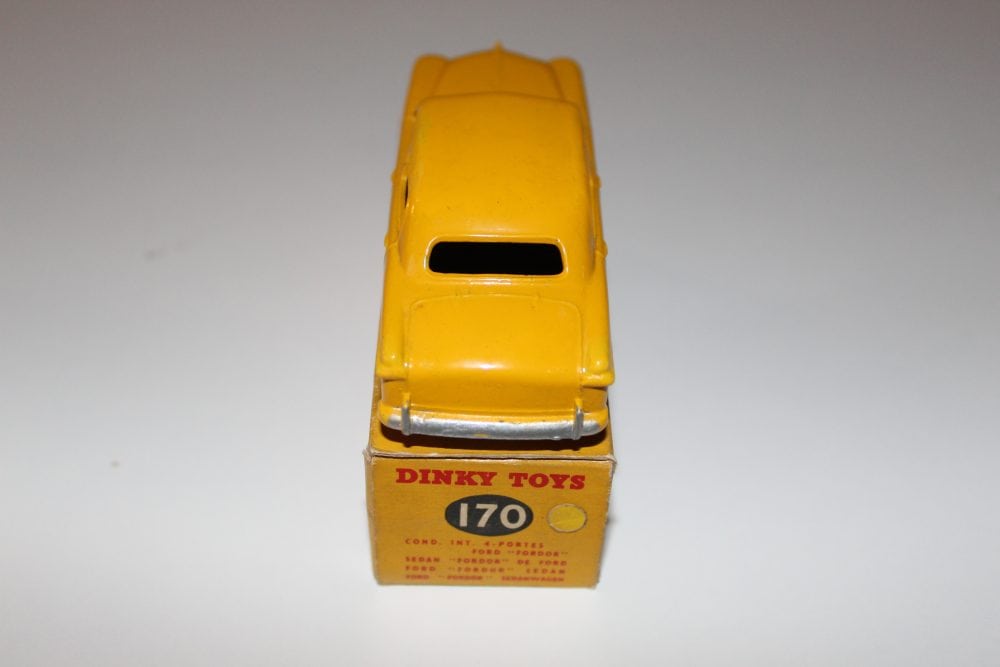 Dinky Toys 170 Ford Forder diecast model in yellow with black window.