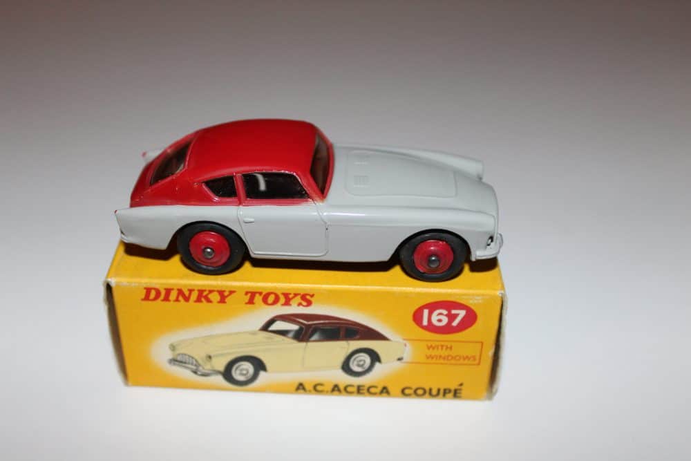 Vintage Dinky Toys 167 A.C. Aceca Coupe diecast model on original box.