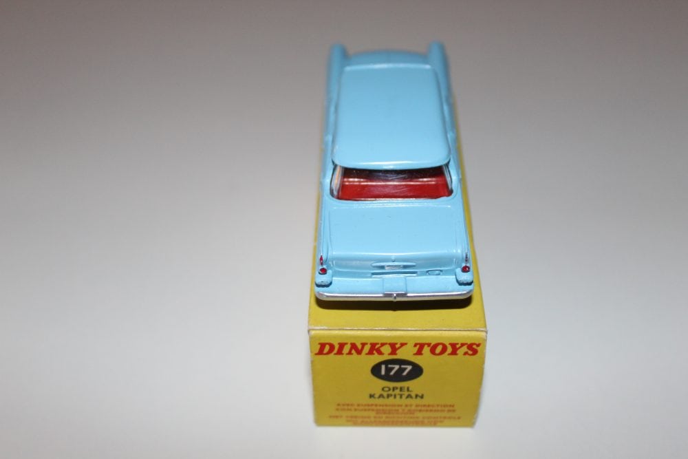 Vintage Dinky Toys Opel Kapitan diecast model car, collectible toy from the Dinky Toys series.