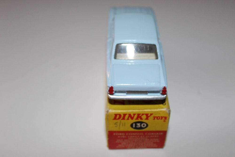 Dinky Toys 130 Ford Consul Corsair diecast model car on display.