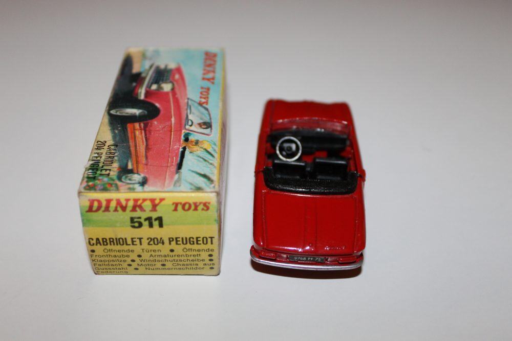 Dinky 511 Peugeot Cabriolet 204 diecast toy car with box.