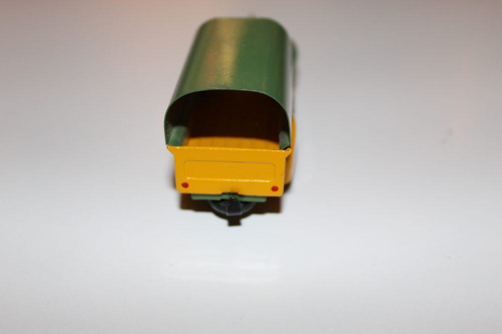 Vintage Dinky Toys Ford Covered Wagon model in green and yellow, SNCF themed diecast train accessory.