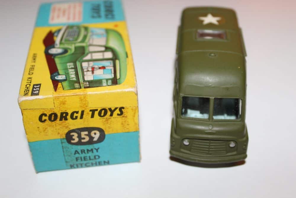 Vintage Corgi Toys 359 Army Field Kitchen diecast model for collectors.