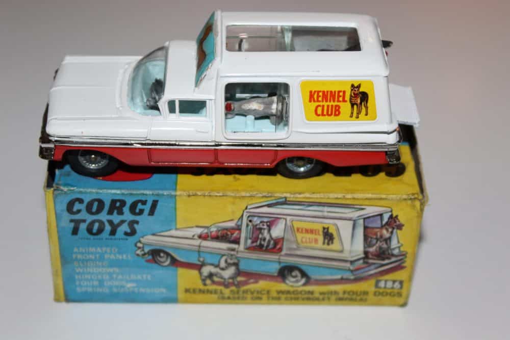 Vintage Corgi Toys Kennel Service Wagon with Kennel Club logo and dog illustration.
