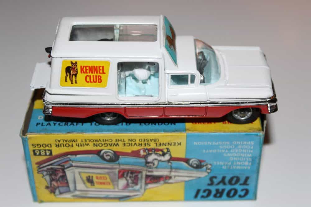 Vintage Corgi Toys 486 Chevrolet Kennel Service Wagon model on original box.