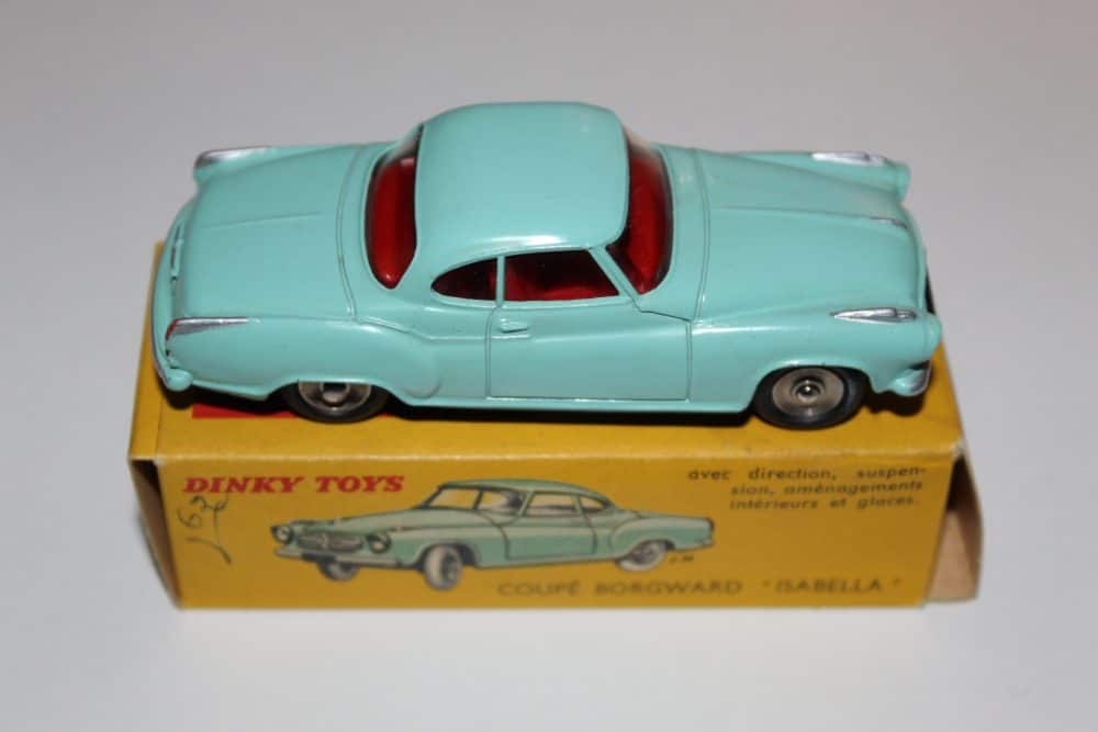 Vintage Dinky Toys 549 Borgward Isabella Coupe model car on original box.