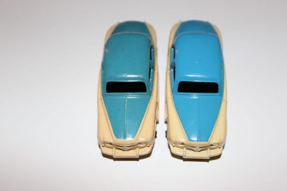 Vintage Dinky Toys Rover 75 diecast model car, blue and cream, collectible toy.
