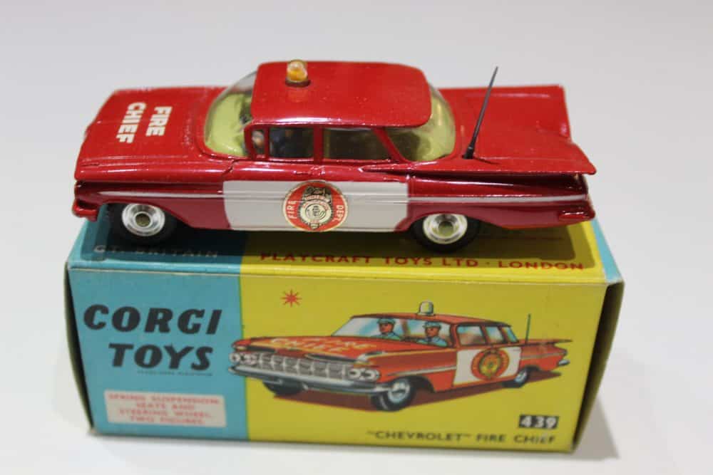 Vintage Corgi Toys 439 Chevrolet Fire Chief Car with box.