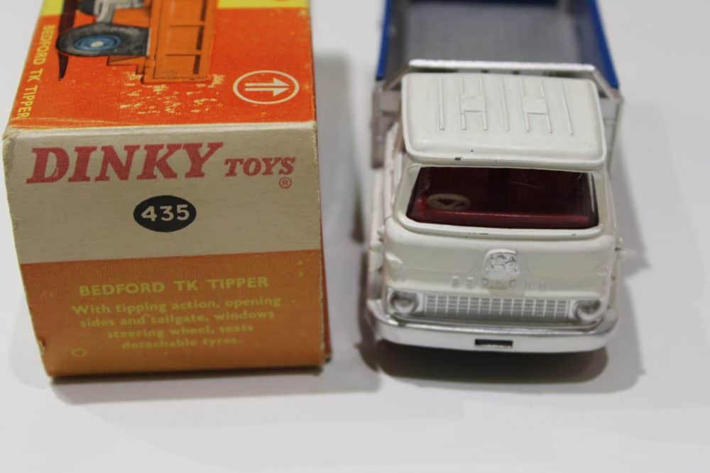 An accurate model of Dinky Toys Bedford TK Tipper truck with original packaging.
