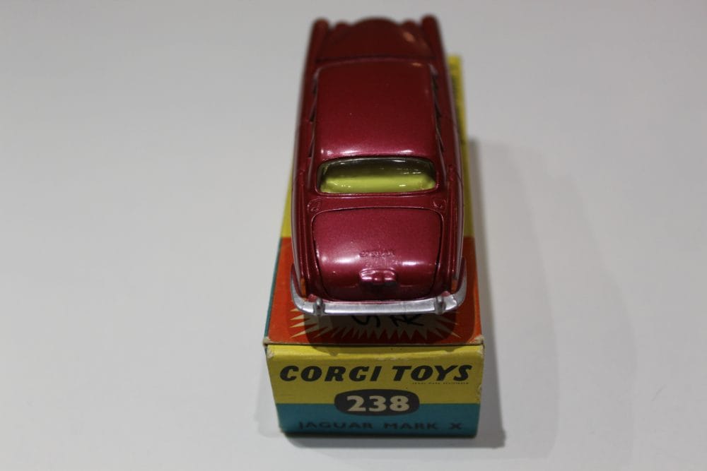 Vintage Corgi Toys 238 Jaguar Mark 10 diecast model on original box.
