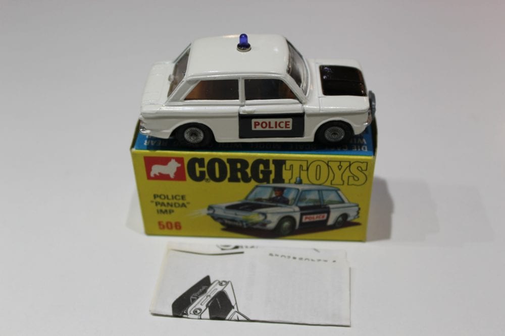 Detailed Corgi Toys 506 Police Panda Imp diecast model with police markings.