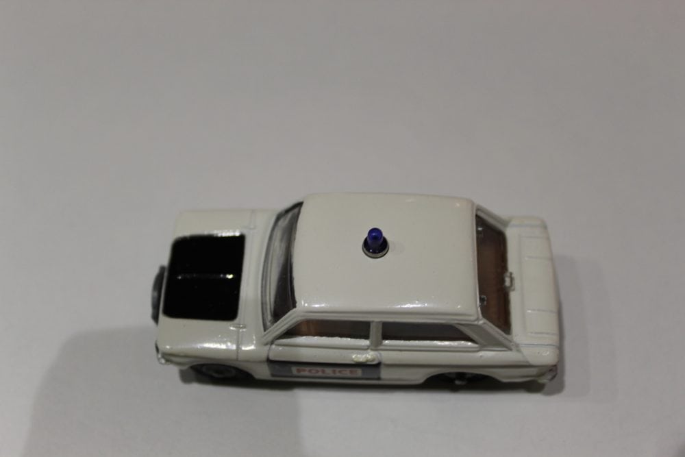 Corgi Toys 506 Police Panda Imp diecast model with police siren and markings.