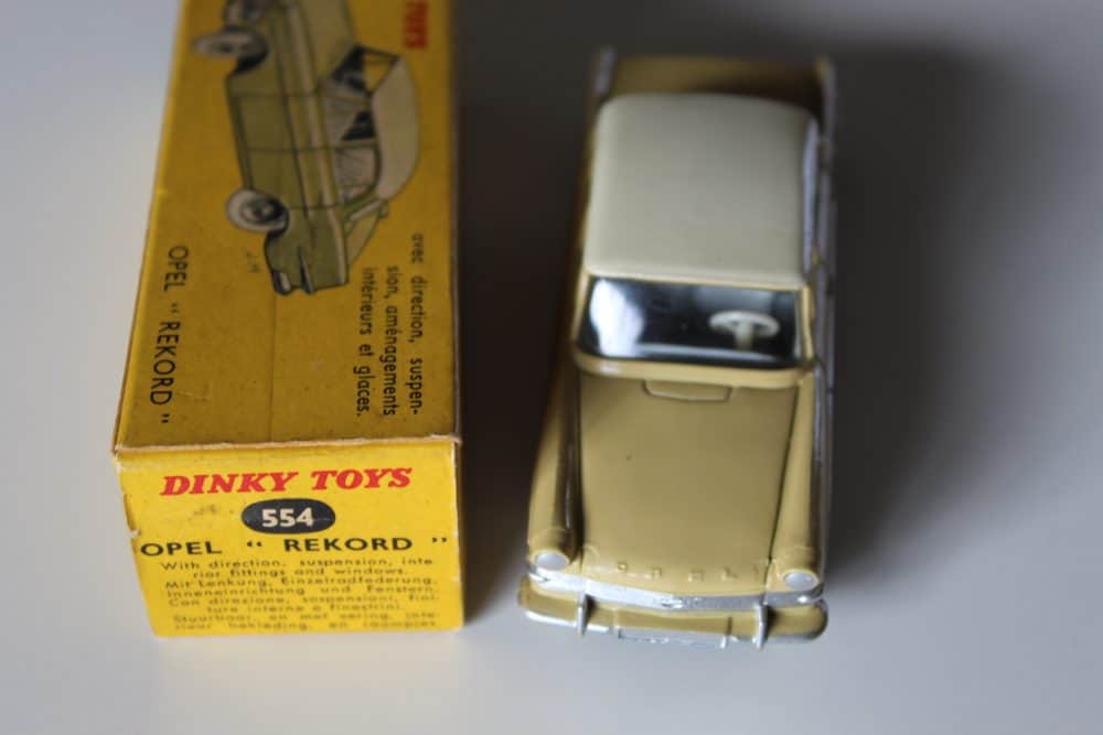 Detailed model of Dinky Toys 554 Opel Rekord car with original box.
