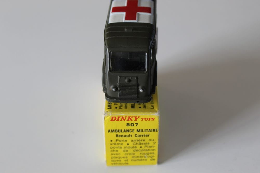 Vintage Dinky Toys 807 Renault All Terrain Military Ambulance model, detailed miniature vehicle for.