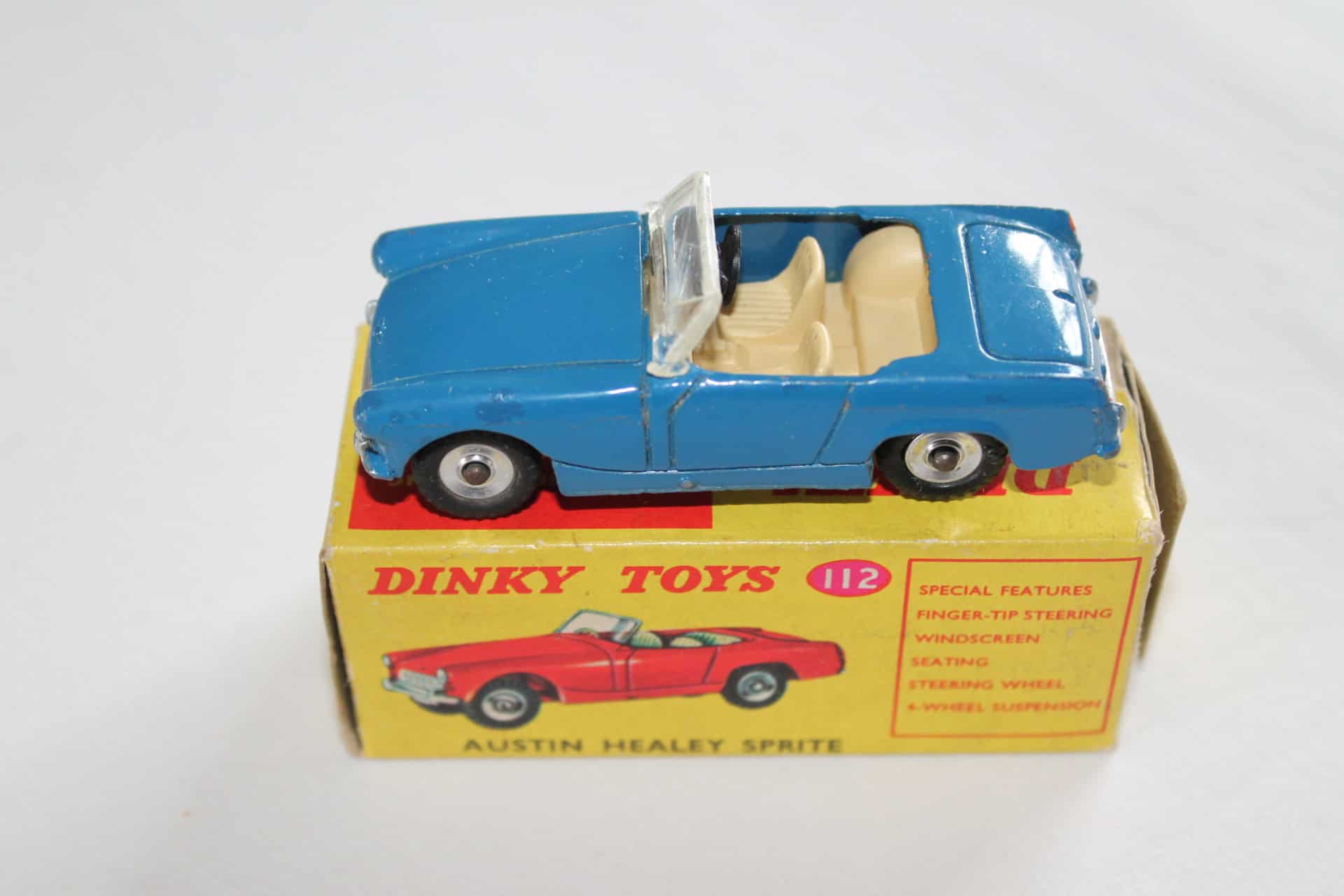 Vintage Dinky Toys 112 Austin Healey model in original box, South African issue.
