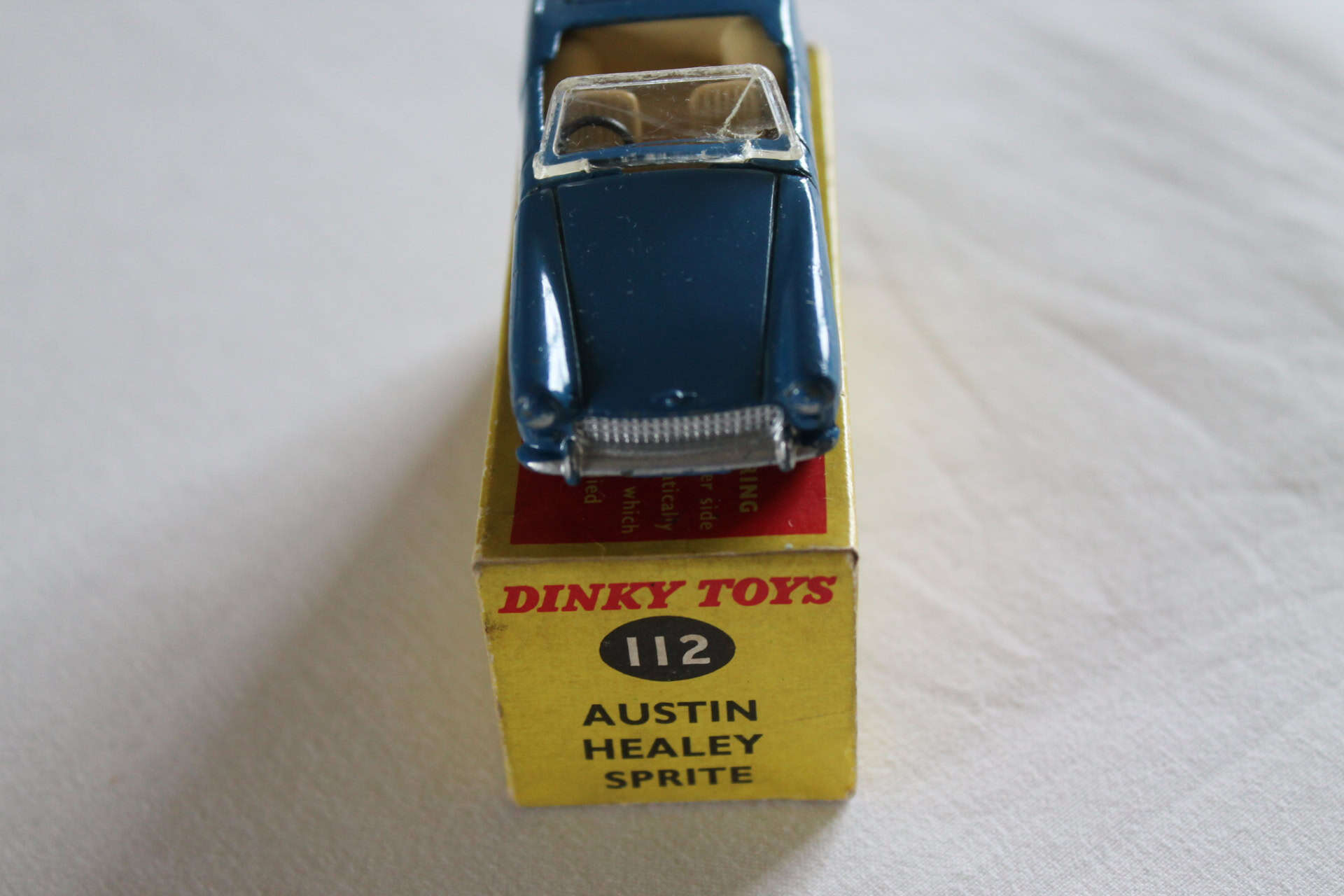 Dinky Toys 112 Austin Healey sports car model, rare South African issue, vintage diecast collectible.