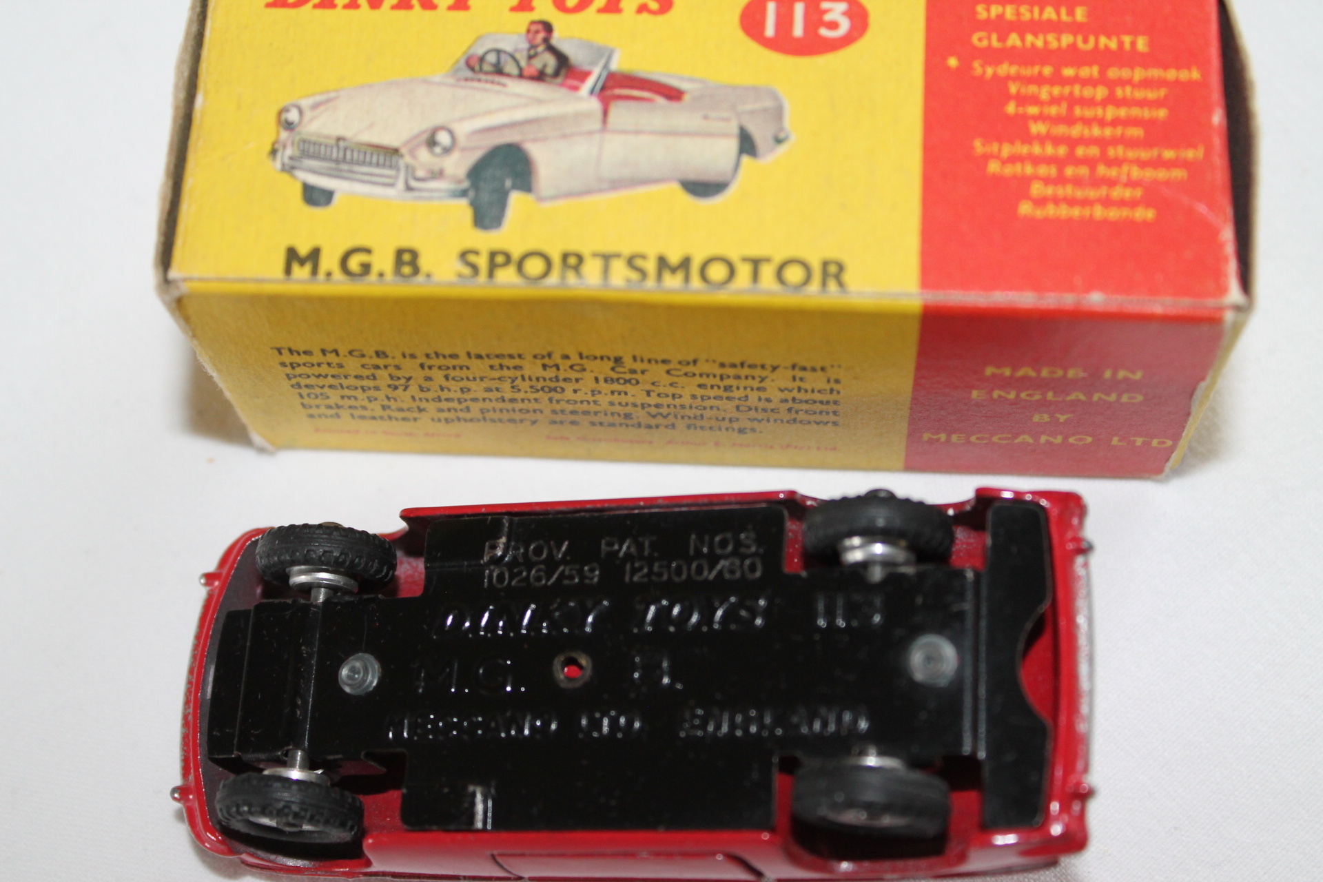 mgb south african issue dinky toys 113 base