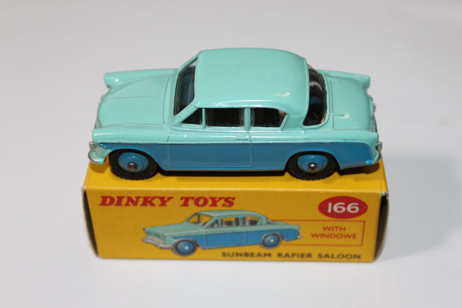 Dinky Toys 166 Sunbeam Rapier model car with original box and packaging.