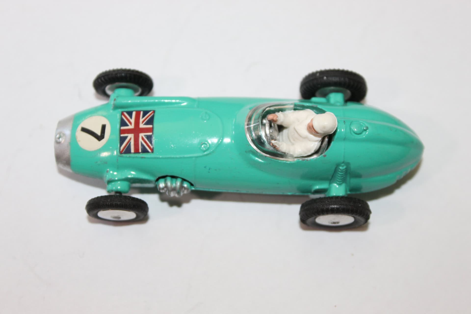 Corgi Toys 152S B.R.M. Formula 1 Grand Prix racing car toy with driver figure.