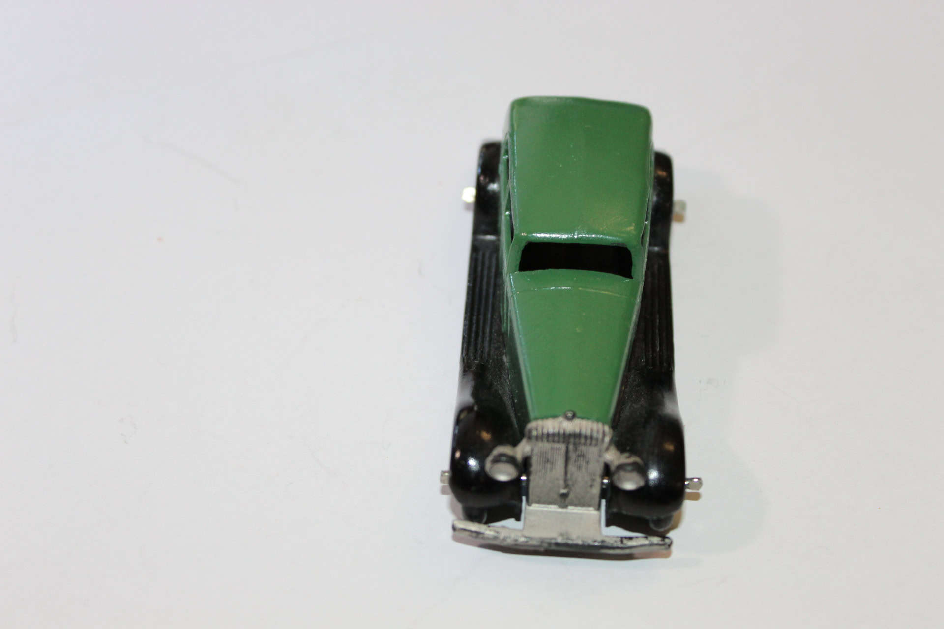 Corgi Toys 236 Motor School Car diecast model, vintage green and black toy vehicle for collectors.